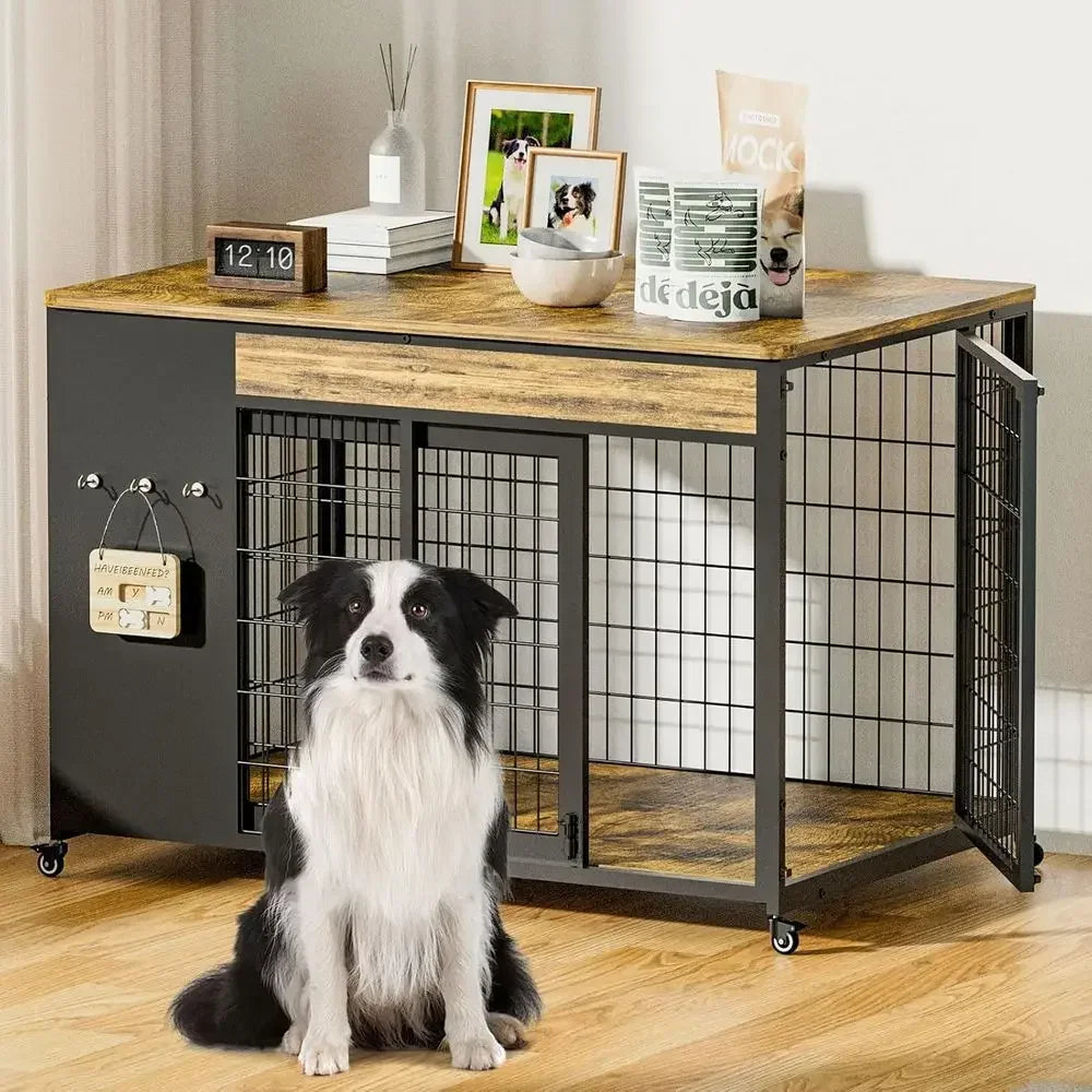 Indoor Dog Crate End Table With Sliding Door Kennel