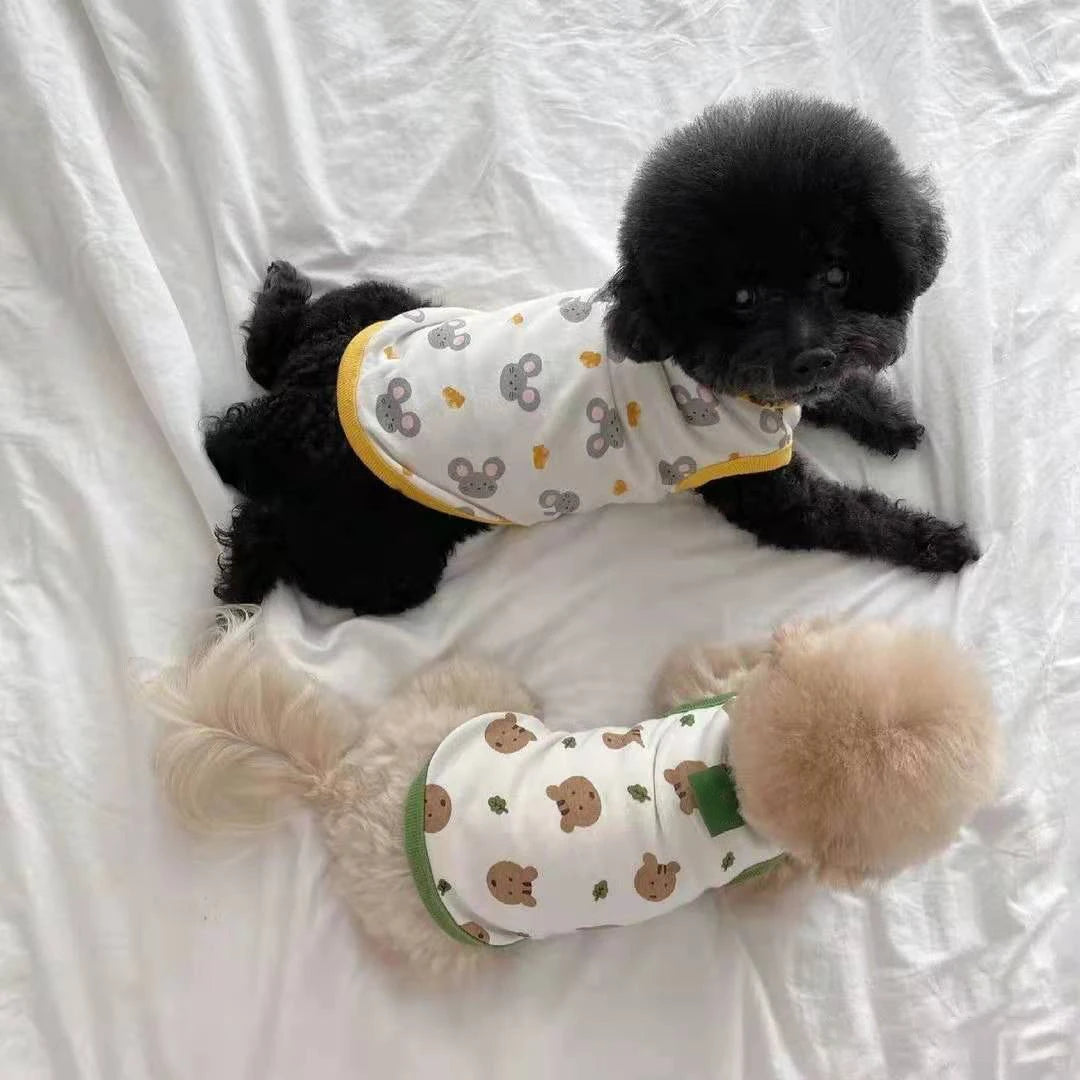 Bear Print Pomeranian Pet T Shirt For Dogs And Cats Summer Breathable