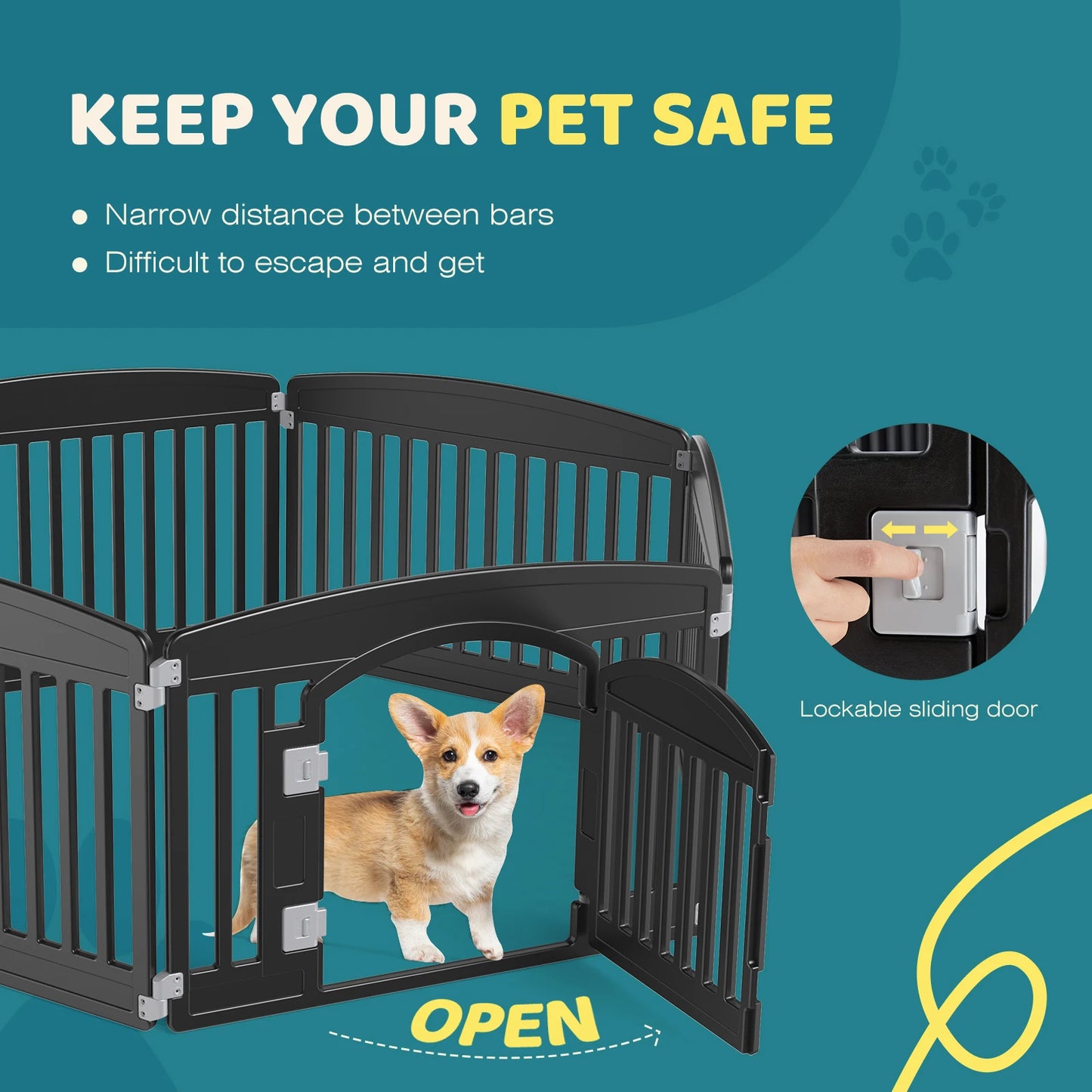 JHK Plastic Dog Playpen Expandable Fence for Dogs Outdoor Use
