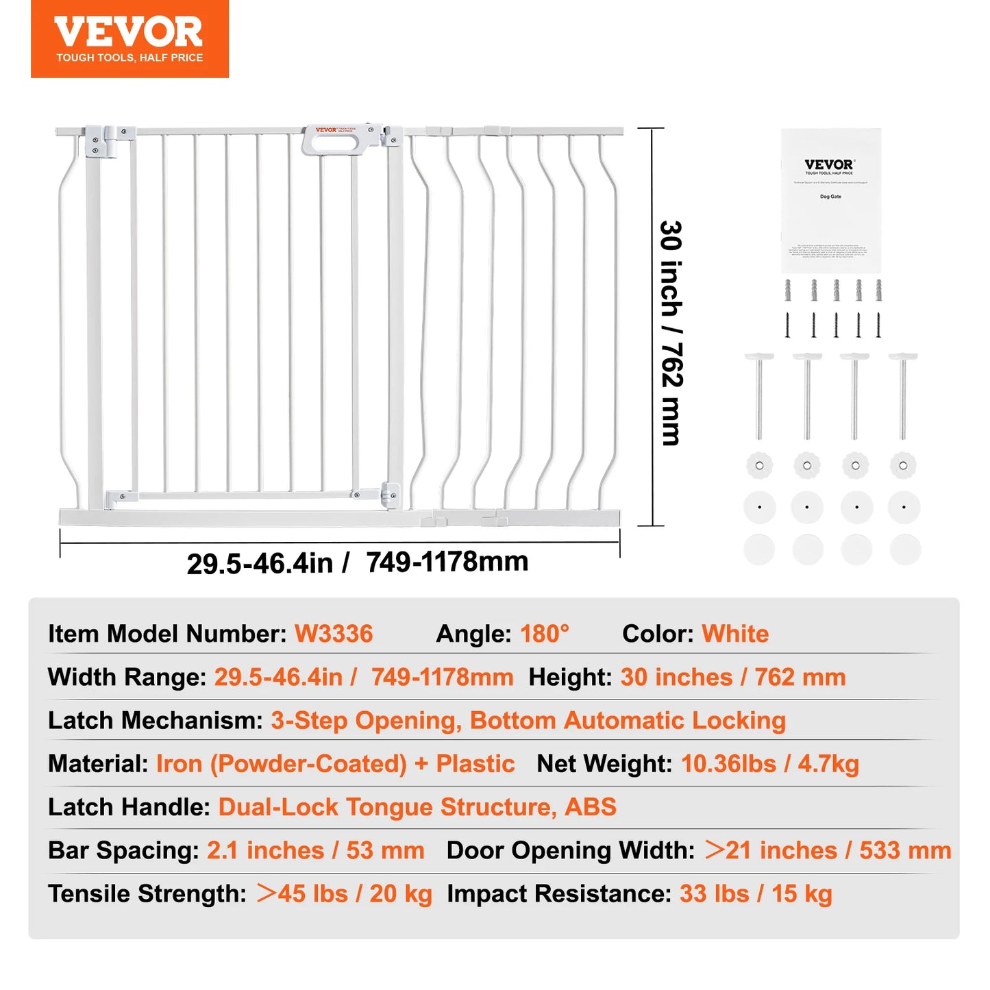 SucceBuy Baby Gate Pressure Mount Walk Through Pet Gate