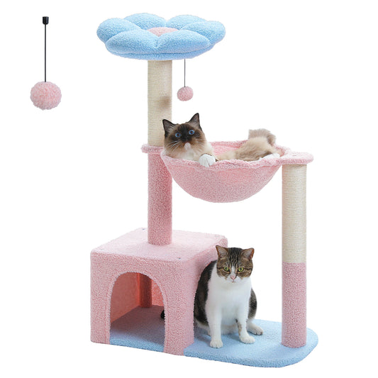 PETEPELACN Flower Cat Tree With Metal Frame Hammock And Posts