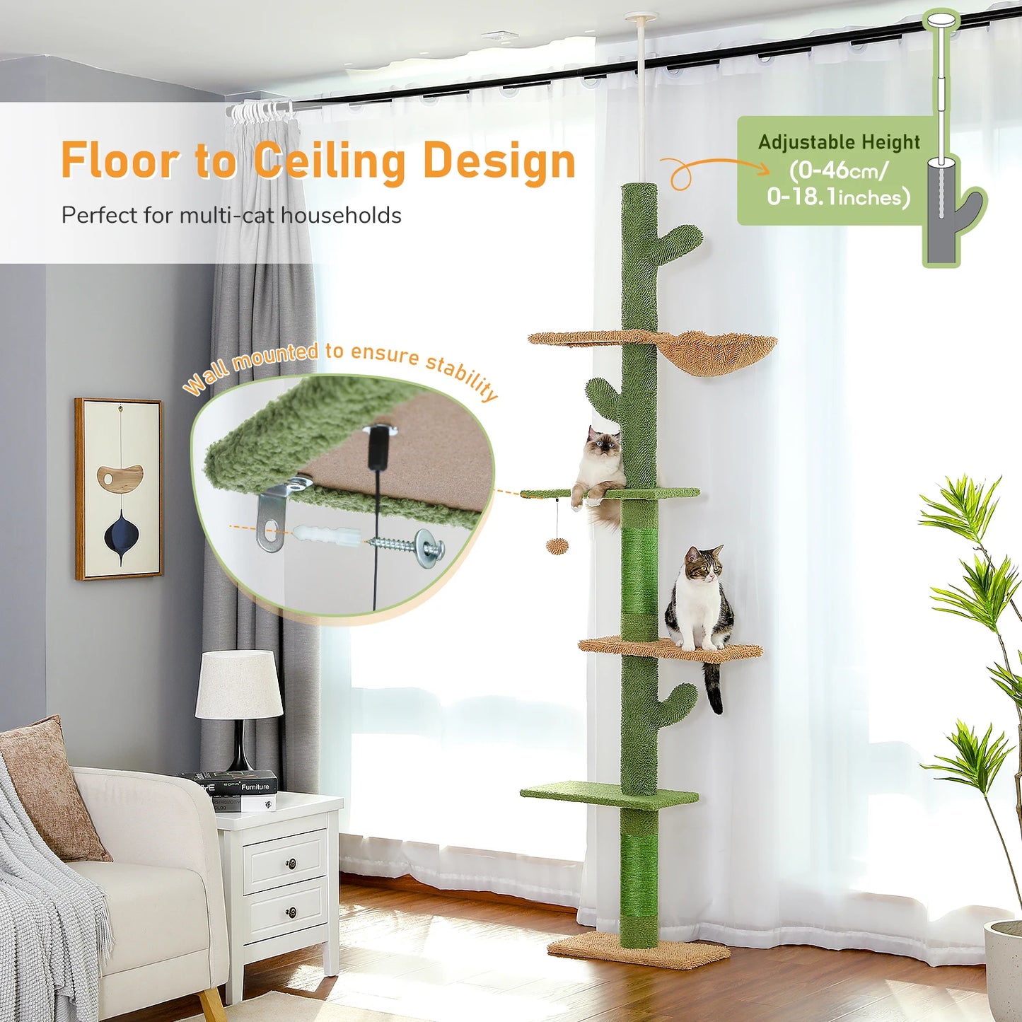 PAWZ Road Cat Tree Tower With Scratching Post Hammock