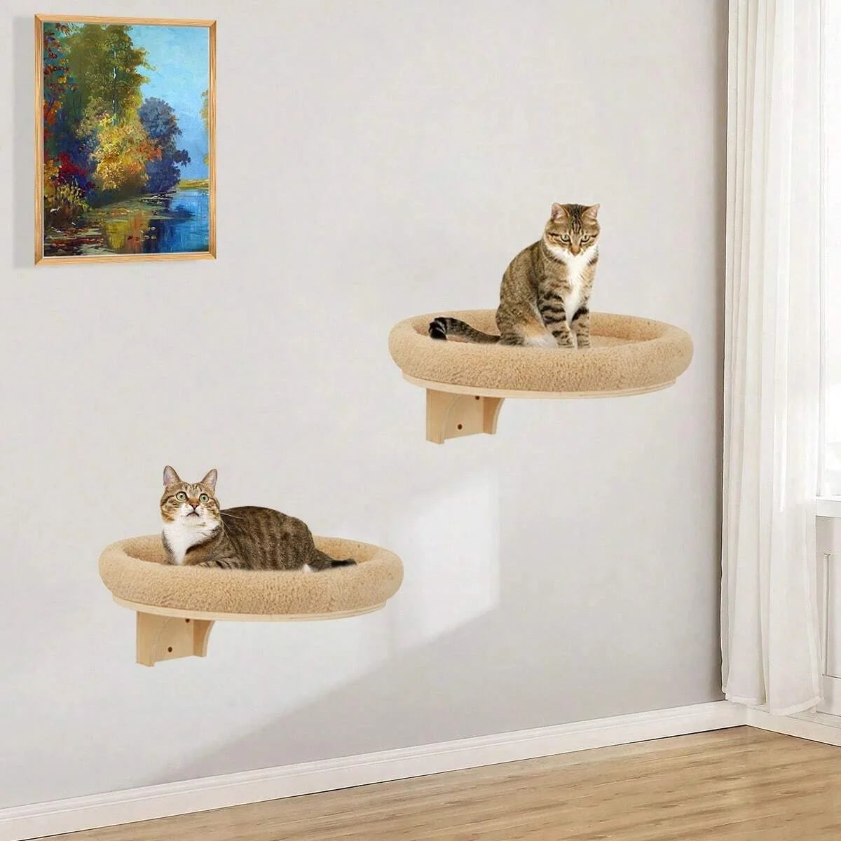 PETRAVEL Cat Wall Mount Climbing Ladder With Hammock Scratching Post