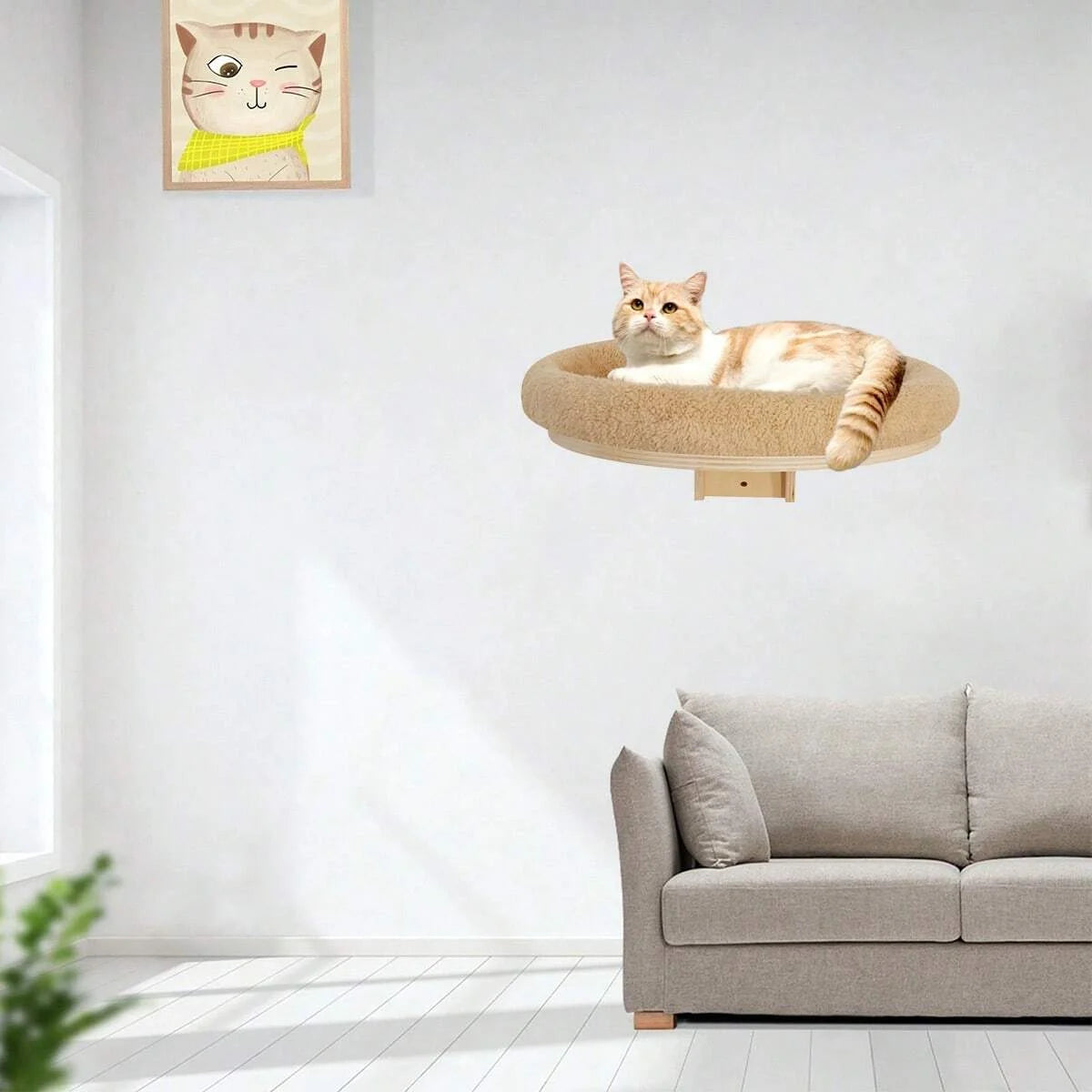 PETRAVEL Cat Wall Mount Climbing Ladder With Hammock Scratching Post