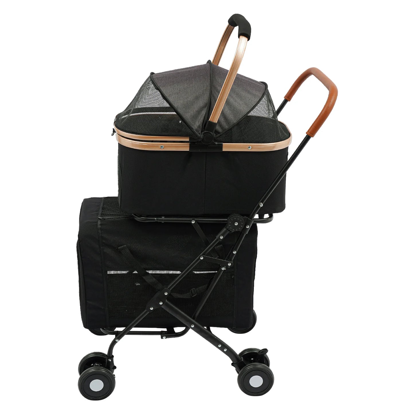 3-In-1 Foldable Pet Stroller With Dual Carriers 77lbs