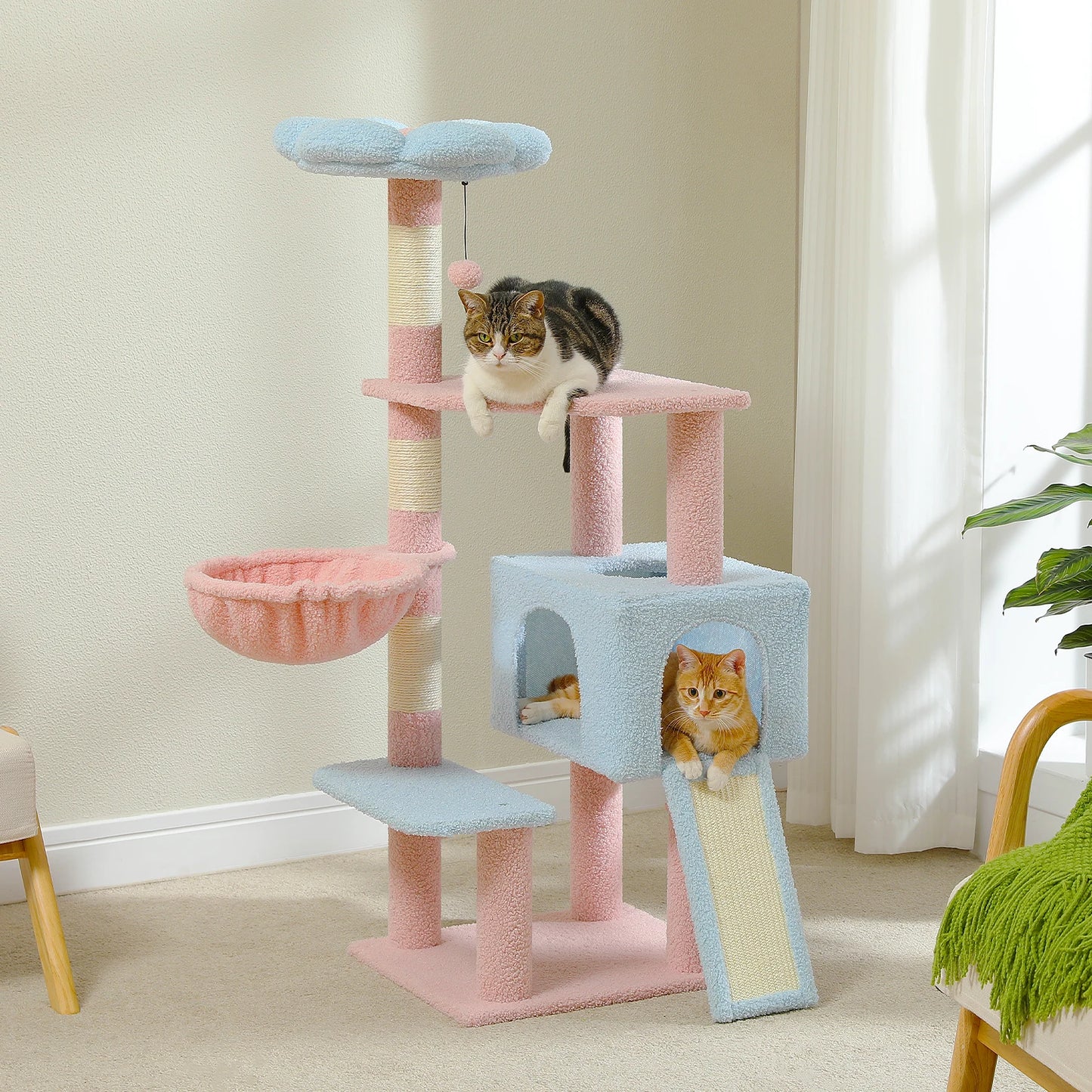 PEQULTICN Flower Cat Tree Multi Level Cat Tower Sisal