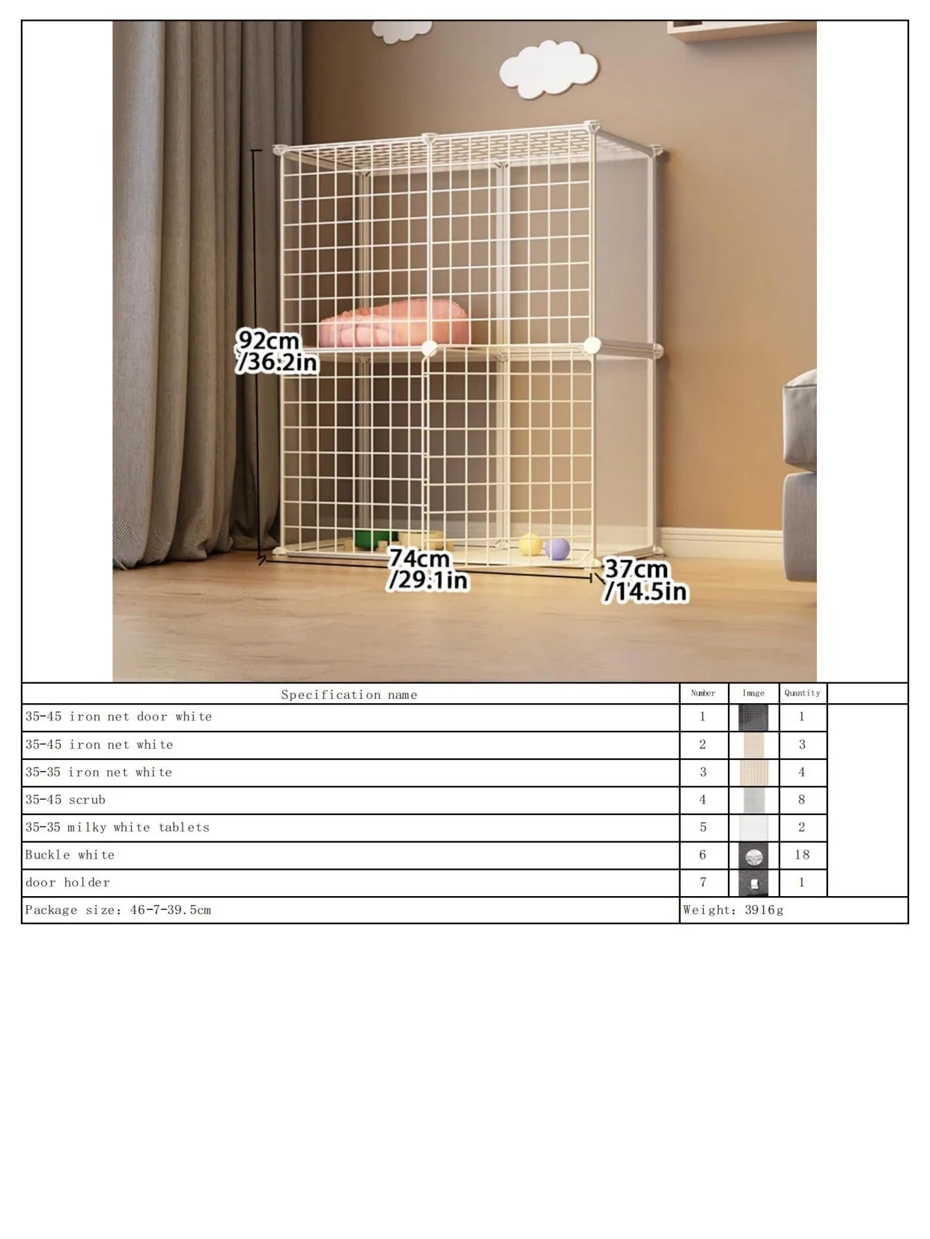 Pet Fence Double Layer Cat Cage Indoor Kitten Dog Gate