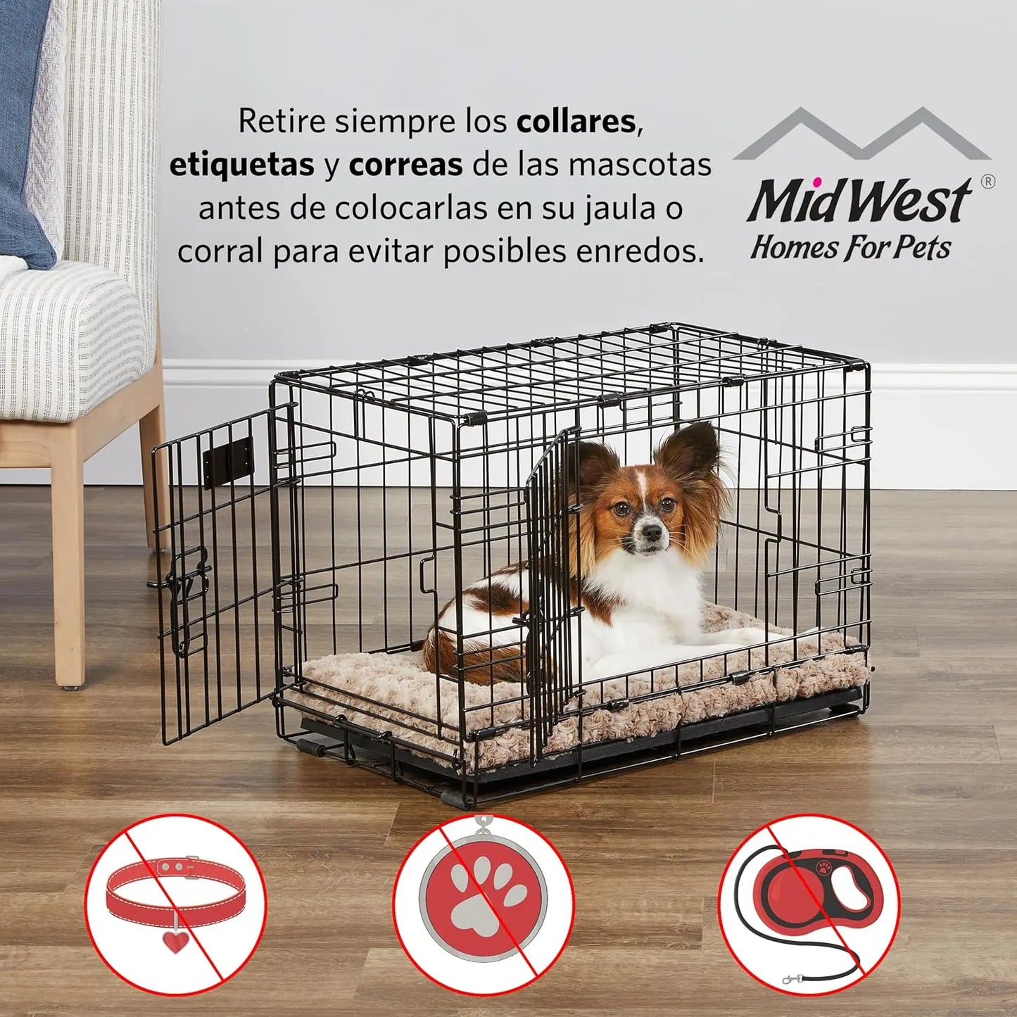 Intermediate LifeStages Folding Dog Crate Enhanced Security Leak Proof Pan