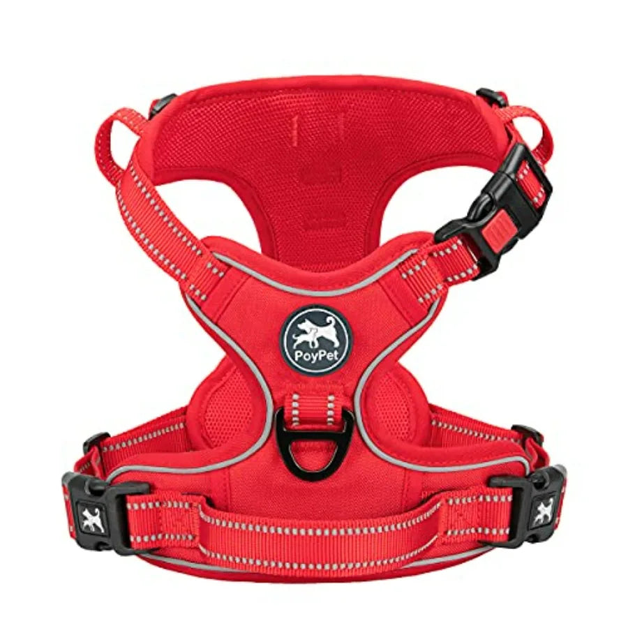 Pull Dog Harness, Choke Front Lead Dog Reflective Harness, Adjustable Soft Padded Pet Vest with Easy Control Handle for Small t