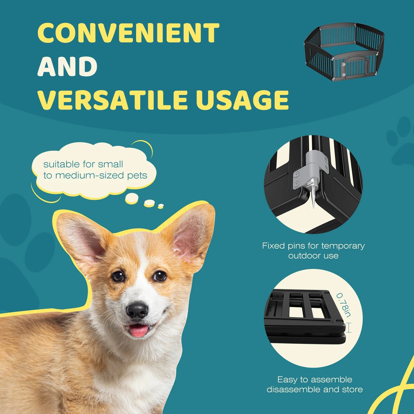 JHK Plastic Dog Playpen Expandable Fence for Dogs Outdoor Use