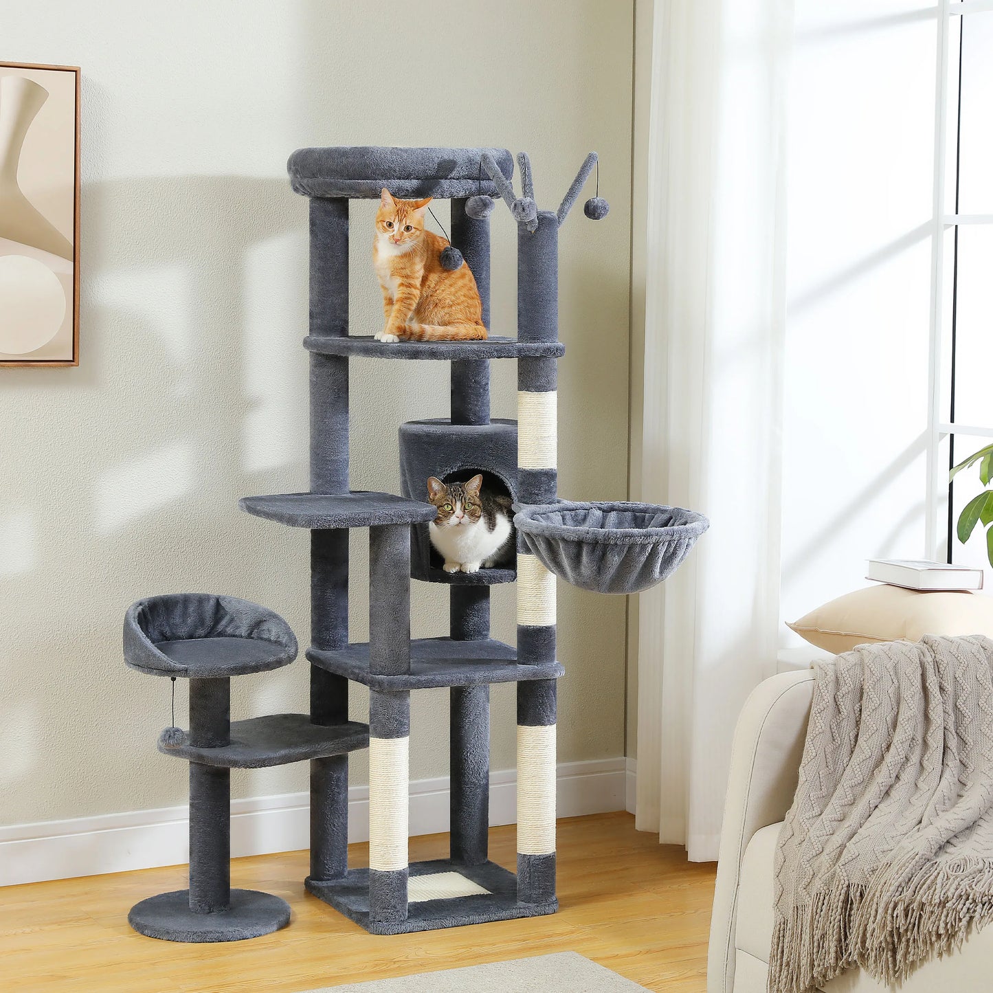 PEQULTICN Multi Level Cat Tree With Scratching Posts Five Tiers