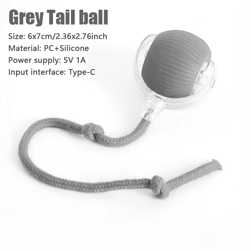 Smart Cat Toy Automatic Rolling Ball Rechargeable Interactive Fake Tail