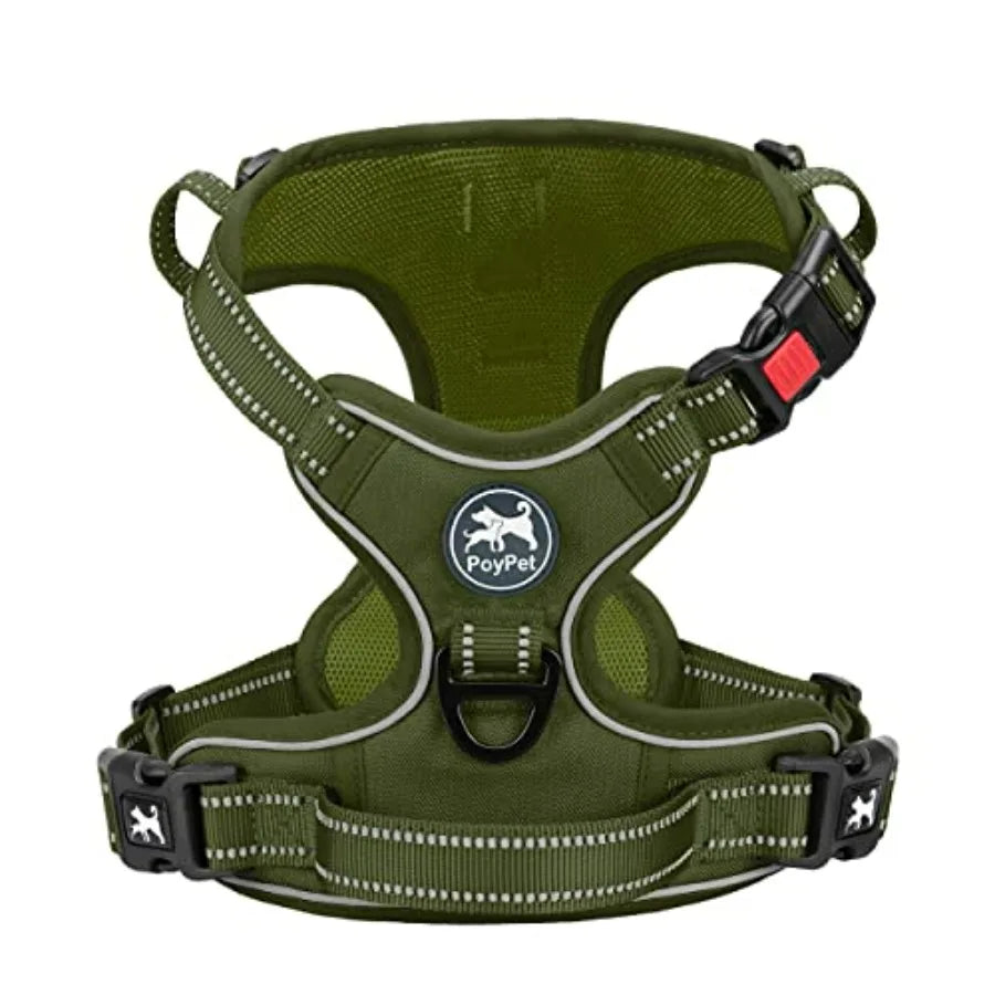 Pull Dog Harness, Choke Front Lead Dog Reflective Harness, Adjustable Soft Padded Pet Vest with Easy Control Handle for Small t
