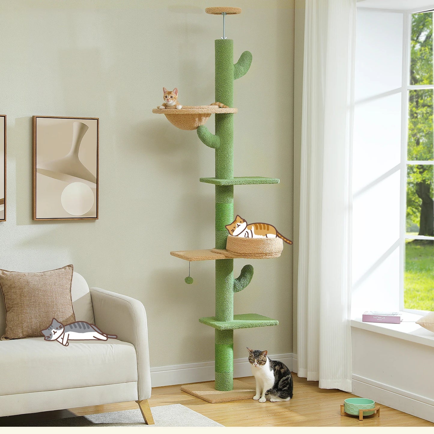 PEQULTICN Adjustable Cactus Cat Tree Indoor Tower Sturdy