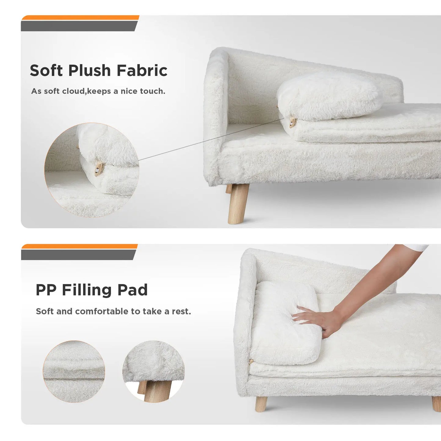 Elevated Pet Bed With Wooden Legs For Dogs And Cats