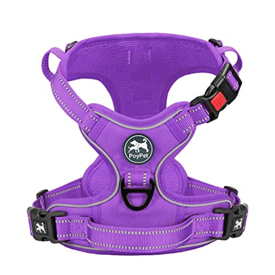 Pull Dog Harness, Choke Front Lead Dog Reflective Harness, Adjustable Soft Padded Pet Vest with Easy Control Handle for Small t