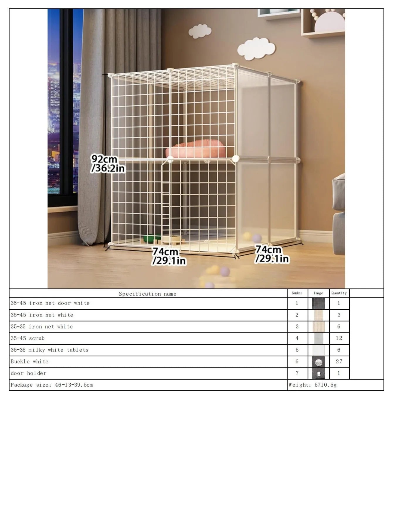 Pet Fence Double Layer Cat Cage Indoor Kitten Dog Gate