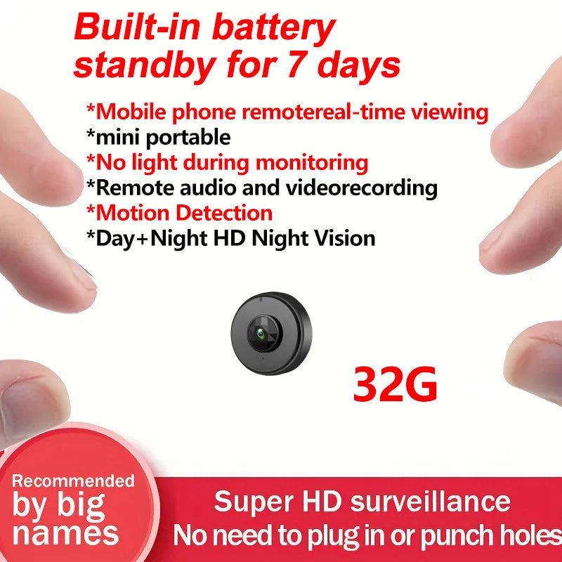 D Brand Ultra-High-Definition Small Camera Wireless Monitor for Home Use, Wifi Remote Mobile Phone 360-Degree Panoramic Mini Camera for Indoor Home Use, No Need for Power Plug, Cat Eye, Non-Miniature, Non-Invisible, Non-Conce
