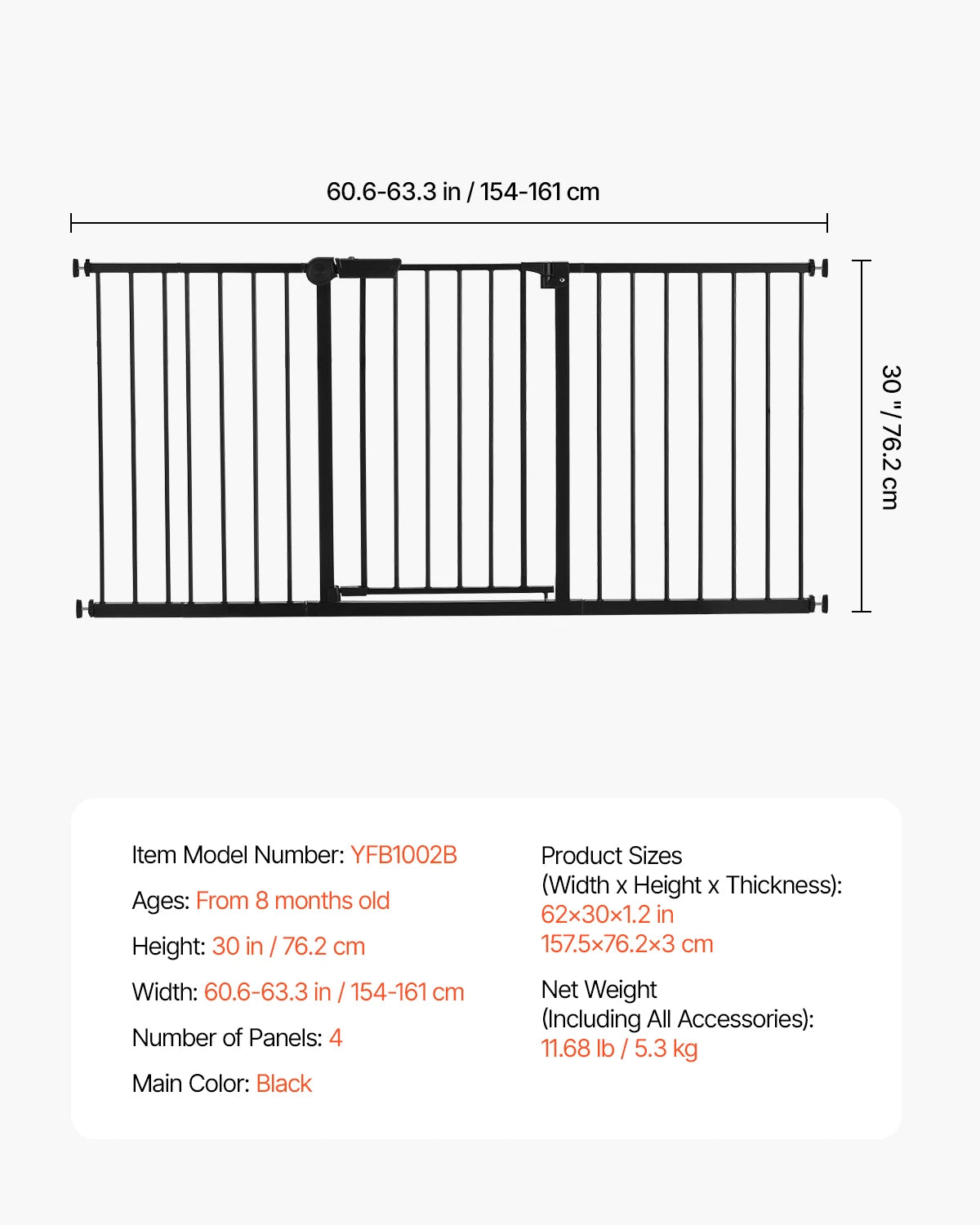 SucceBuy Baby Gate Pressure Mount Walk Through Pet Gate