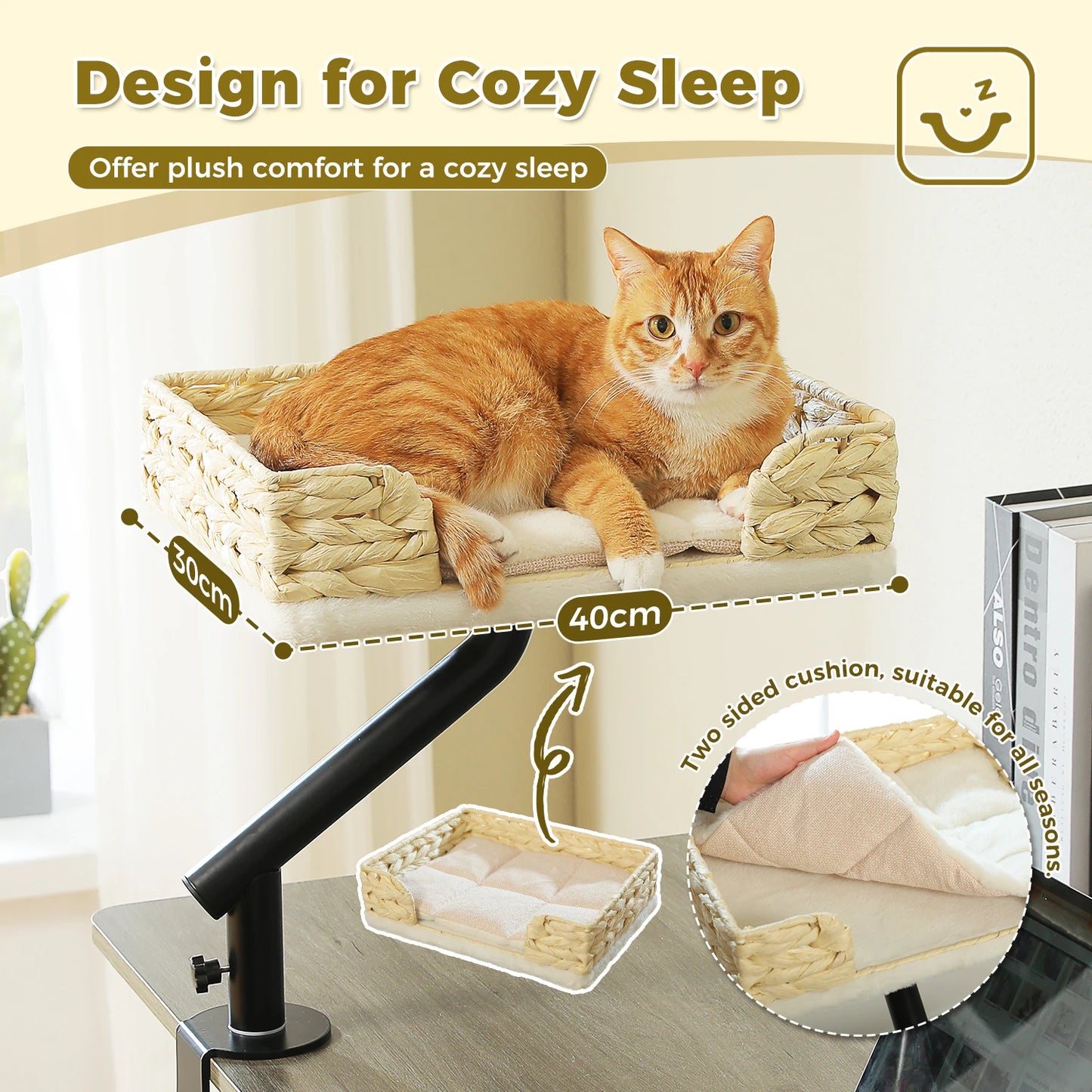 PAWZ Road Cat Desk Bed 360 Degree Rotatable Stand With Soft Hammock