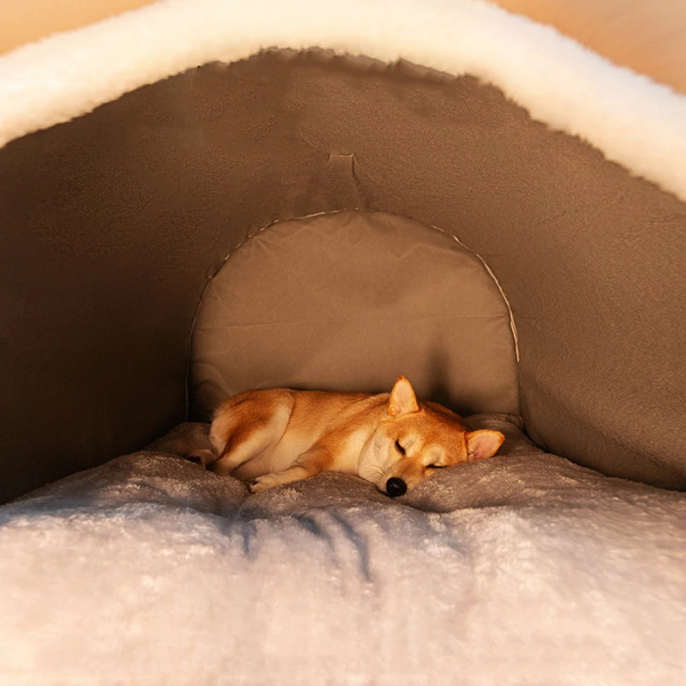 APWIKOGER Dog Bed Nest Plush Cotton Puppy Shelter Castle