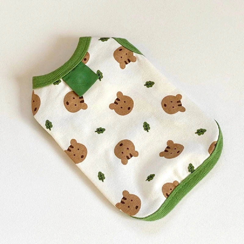 Bear Print Pomeranian Pet T Shirt For Dogs And Cats Summer Breathable
