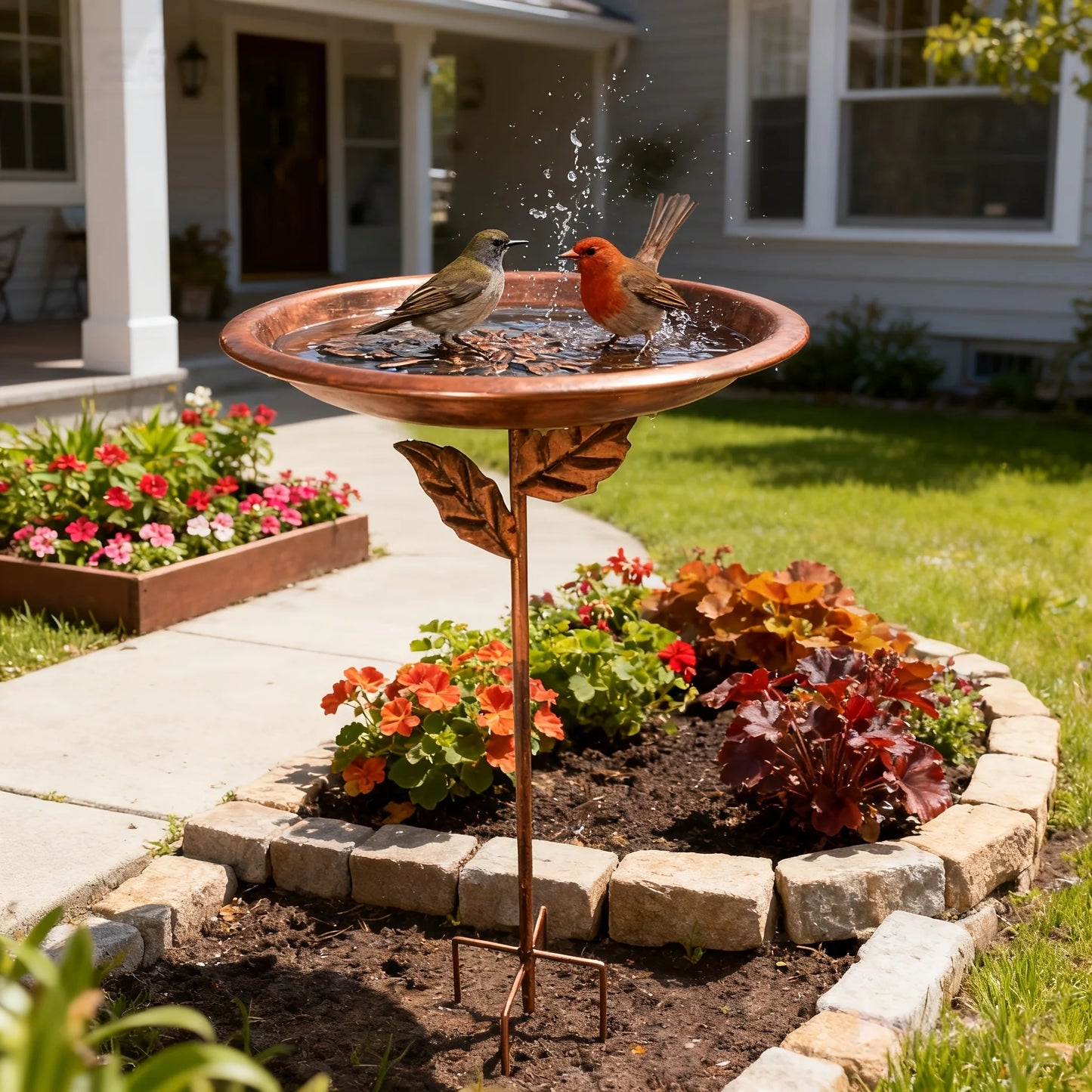 Rustproof Vintage Iron Bird Bath Waterer For Chickens And Hummingbirds