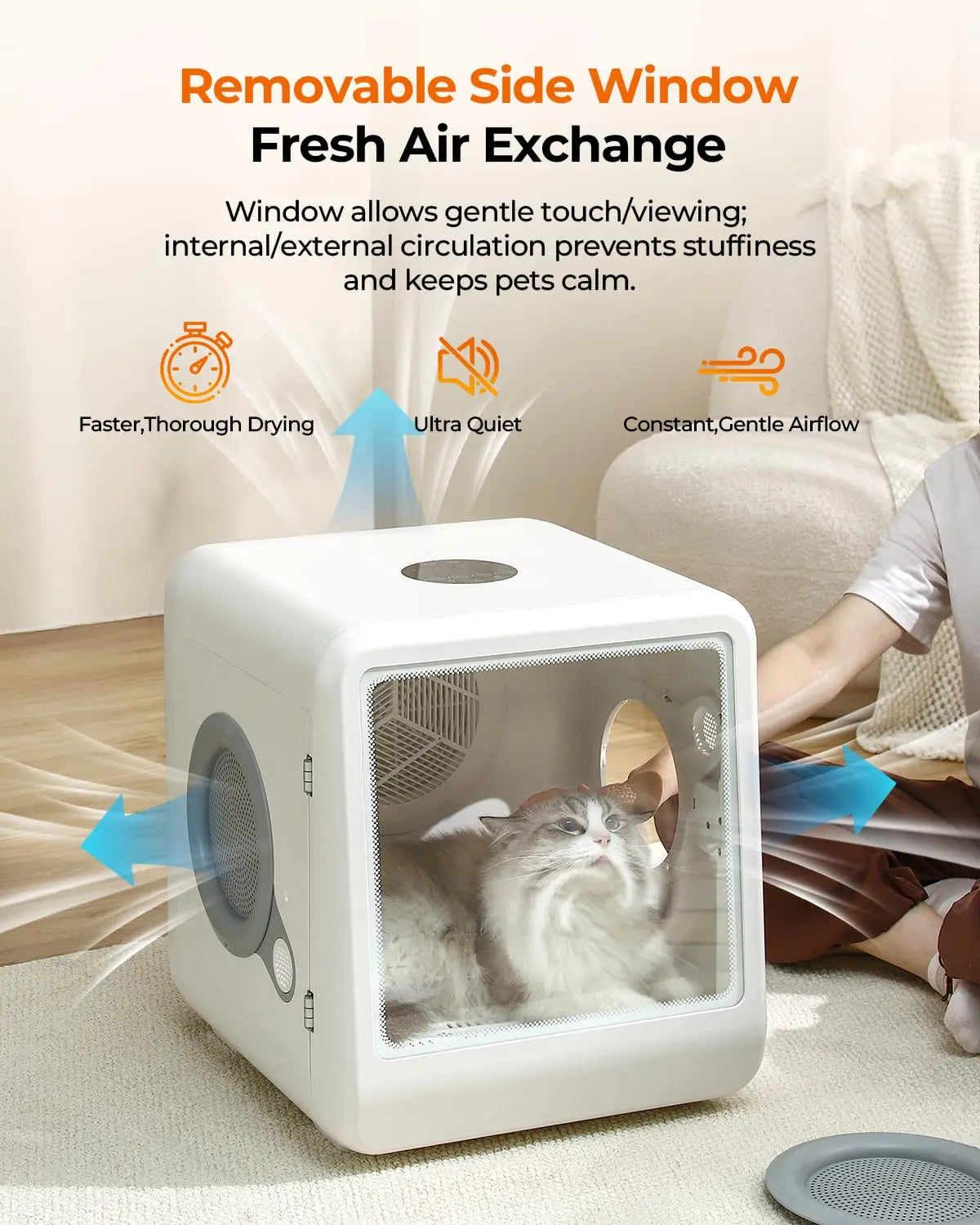 Automatic Pet Dryer Box With Gentle Airflow For Cats