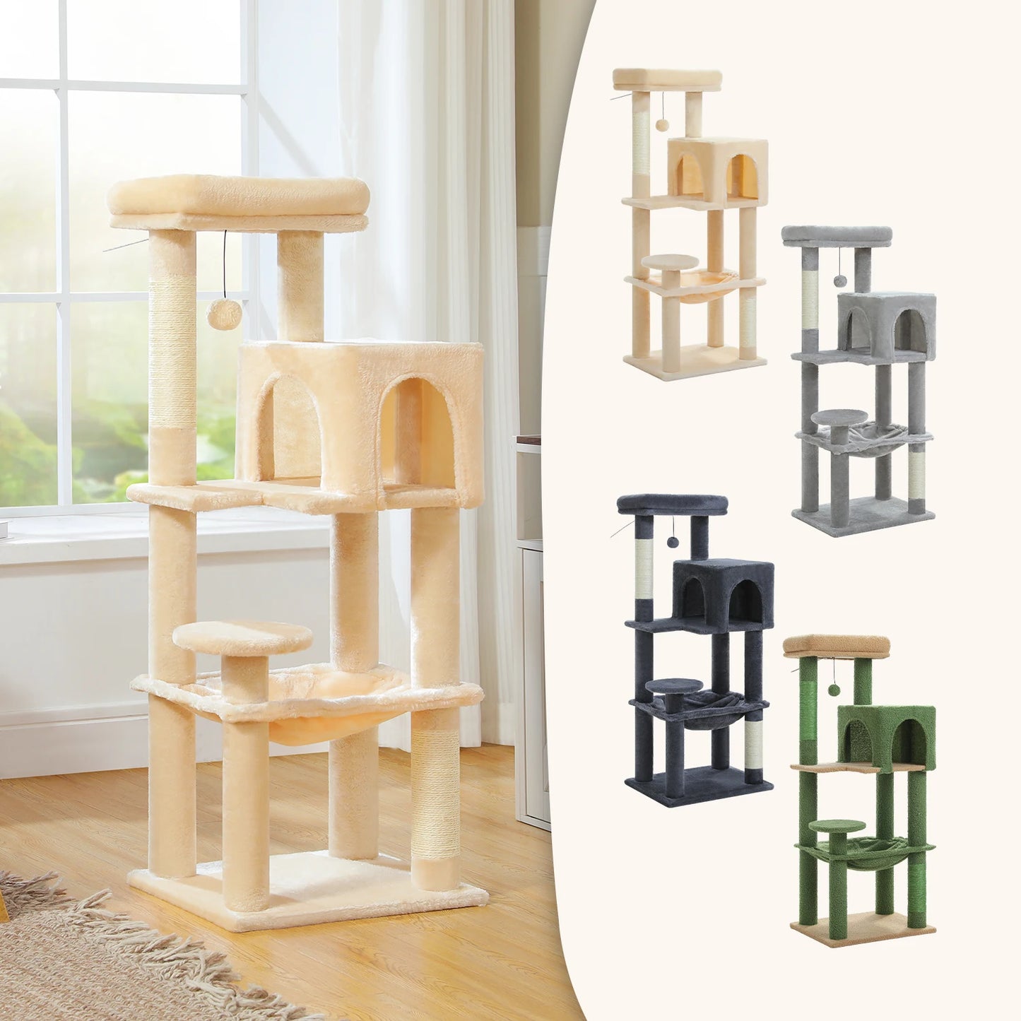 PEQULTICN 5-Level Cat Tree With Perch And Hammock