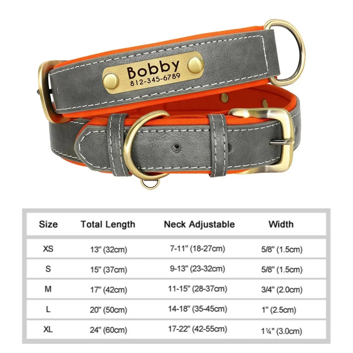 COOYOMOO Personalized Leather ID Nameplate Dog Collar Padded Comfort Engraving