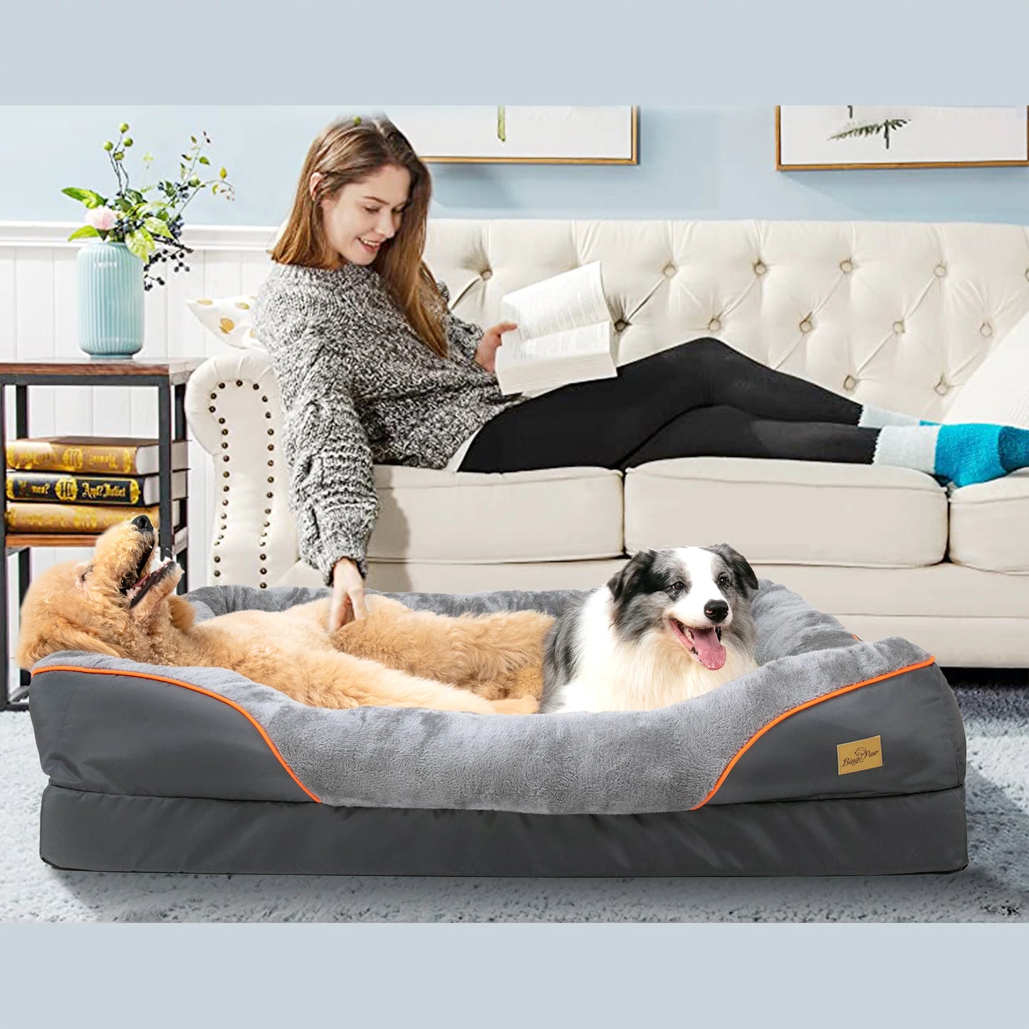 BINGOPAW Anti Allergy Warm Fleece Dog Bed With Removable Waterproof Cover