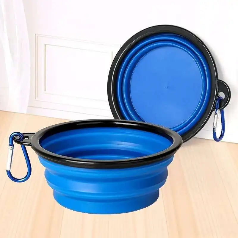 New 2 in 1 Collapsible Dog Travel Bowl Double Bowls Folding Food Water Bowl Portable Hangable Dog Feeder for Outdoor Dog Product