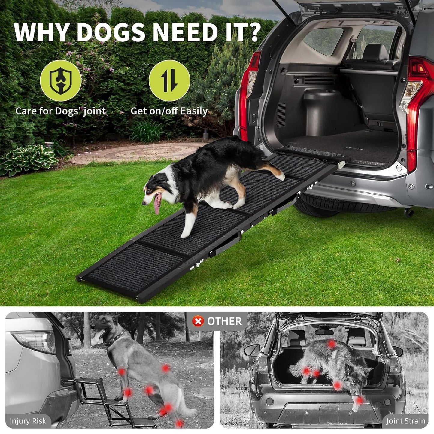 HiMISS Folding Dog Ramp for Cars Non Slip 250 Pounds