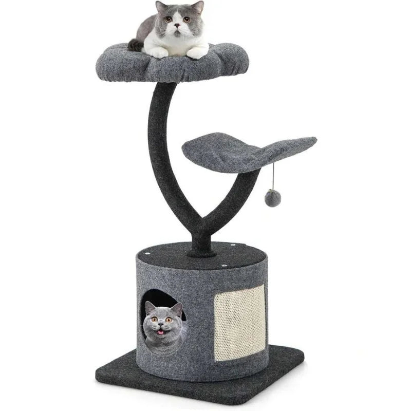 Indoor Cat Tree With Curved Metal Frame And Sisal Board