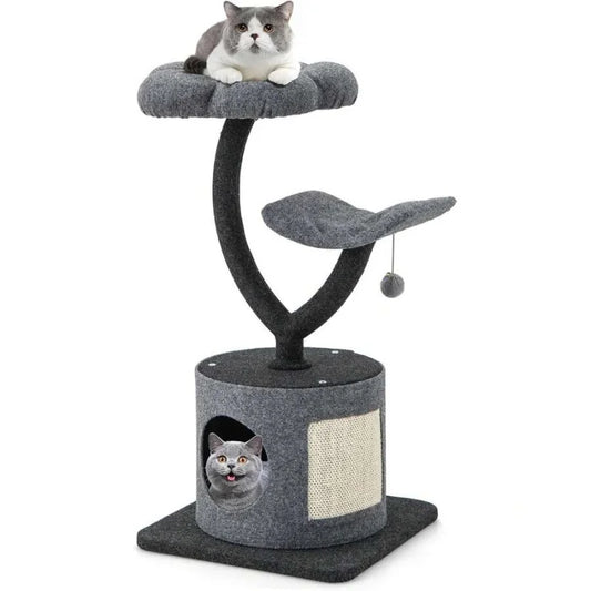 Indoor Cat Tree With Curved Metal Frame And Sisal Board