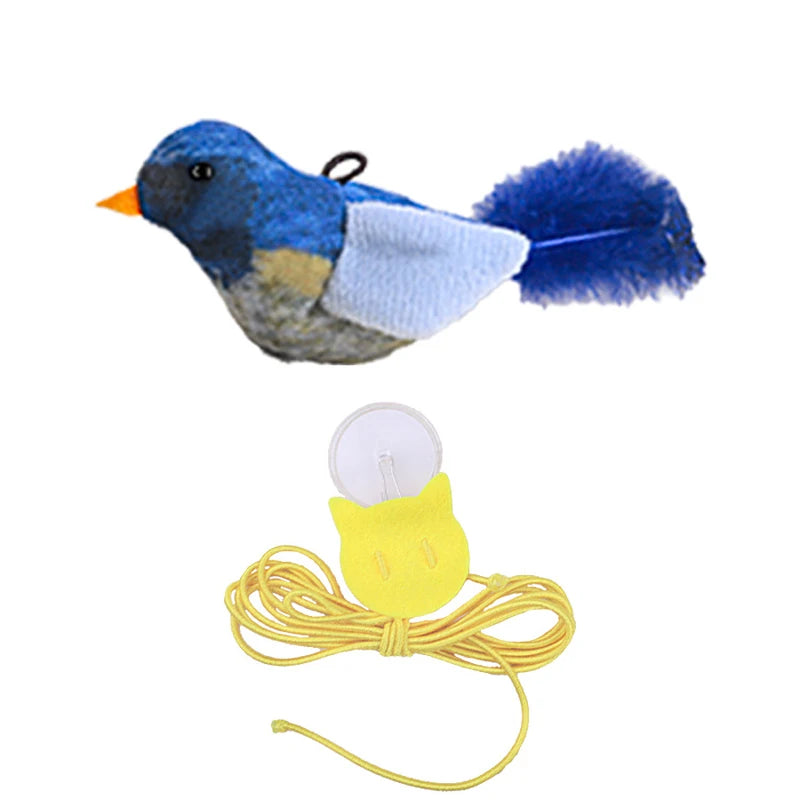 Lifelike Bird Plush Cat Toy Teaser With Feather For Kitten