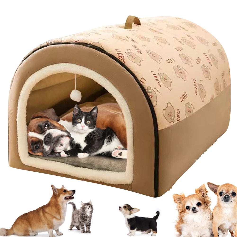 APWIKOGER Dog Bed Nest Plush Cotton Puppy Shelter Castle