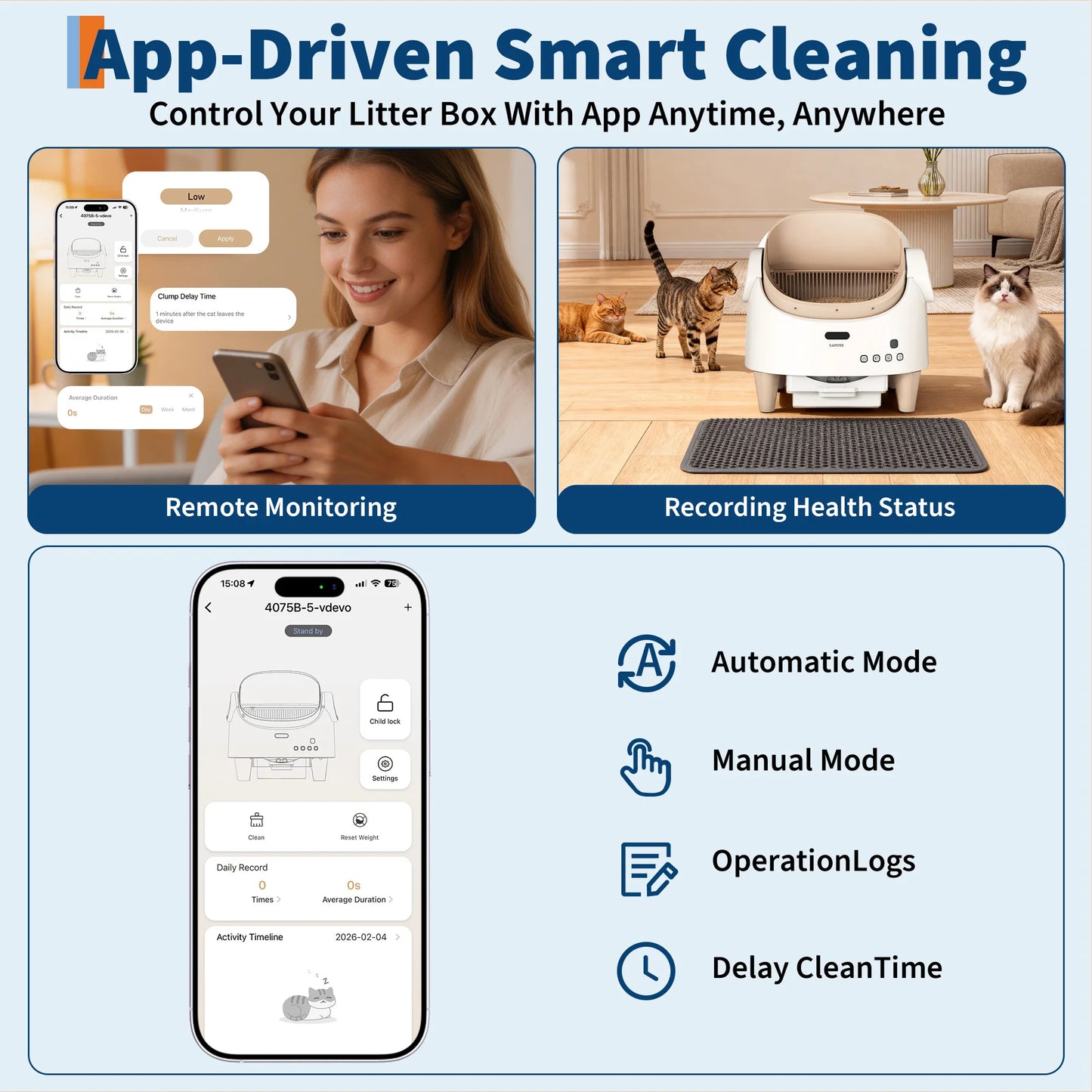 HiMISS Self Cleaning Smart Litter Box App Controlled Odor Free Cat Toilet
