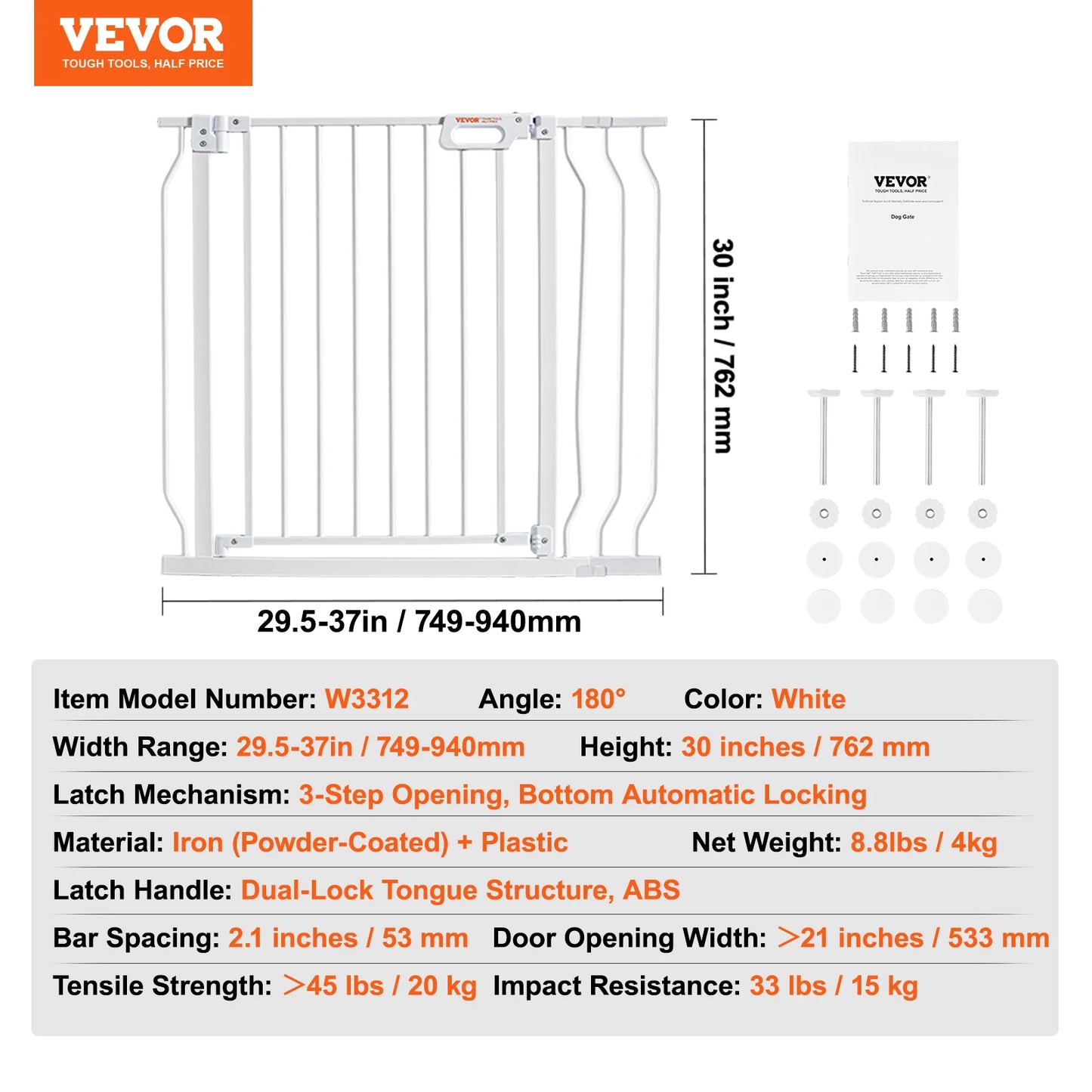 SucceBuy Baby Gate Pressure Mount Walk Through Pet Gate