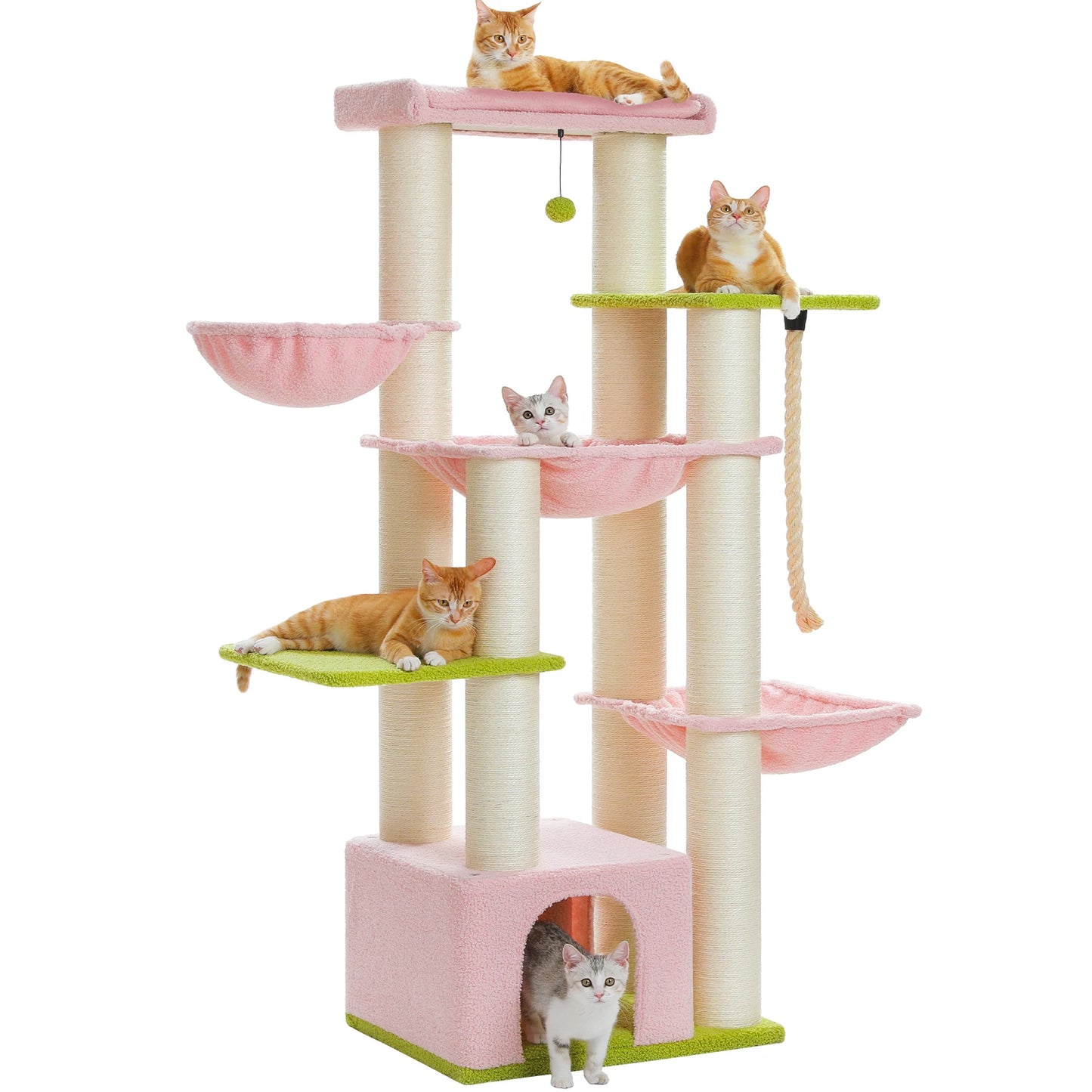 PEQULTICN Multi-Level Cat Tree With Scratching Posts And Condos