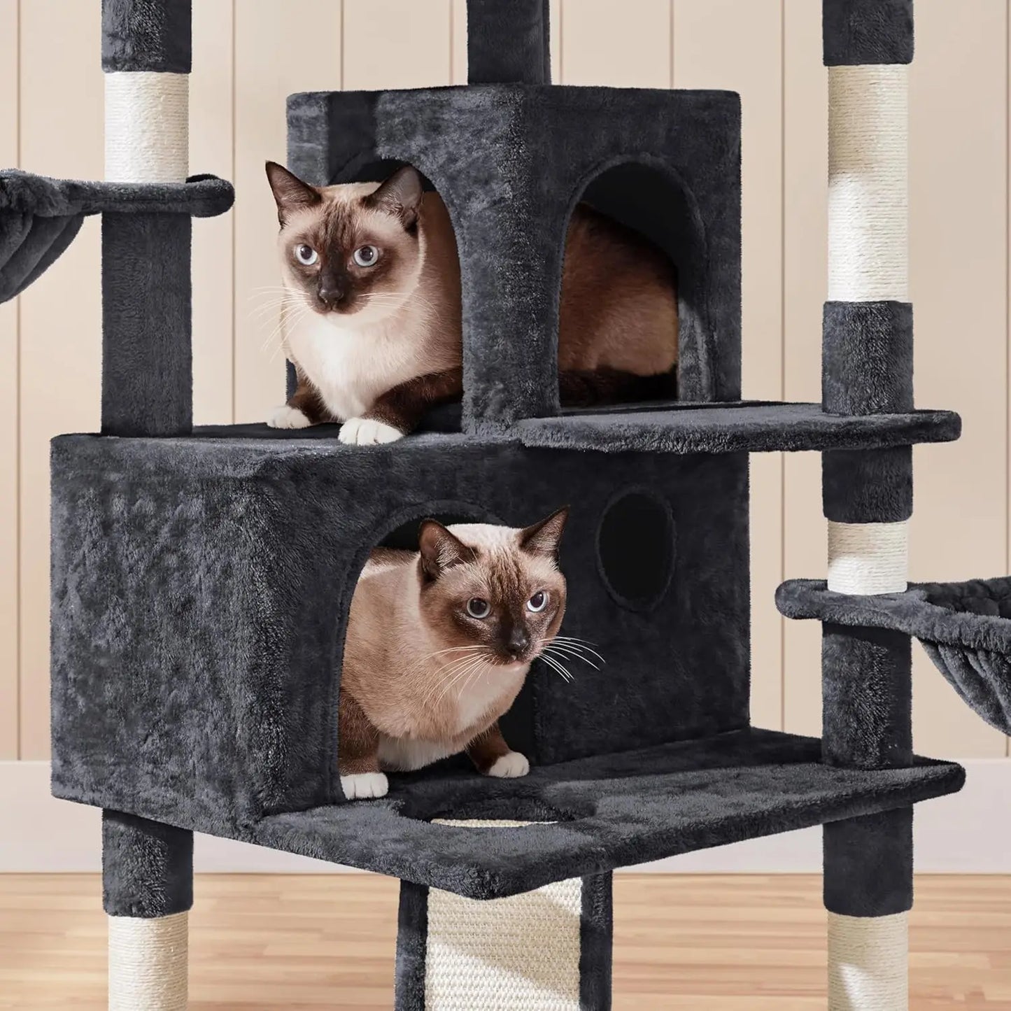 Cat Tree With Condos, Sisal Scratching Posts, Plush Perches
