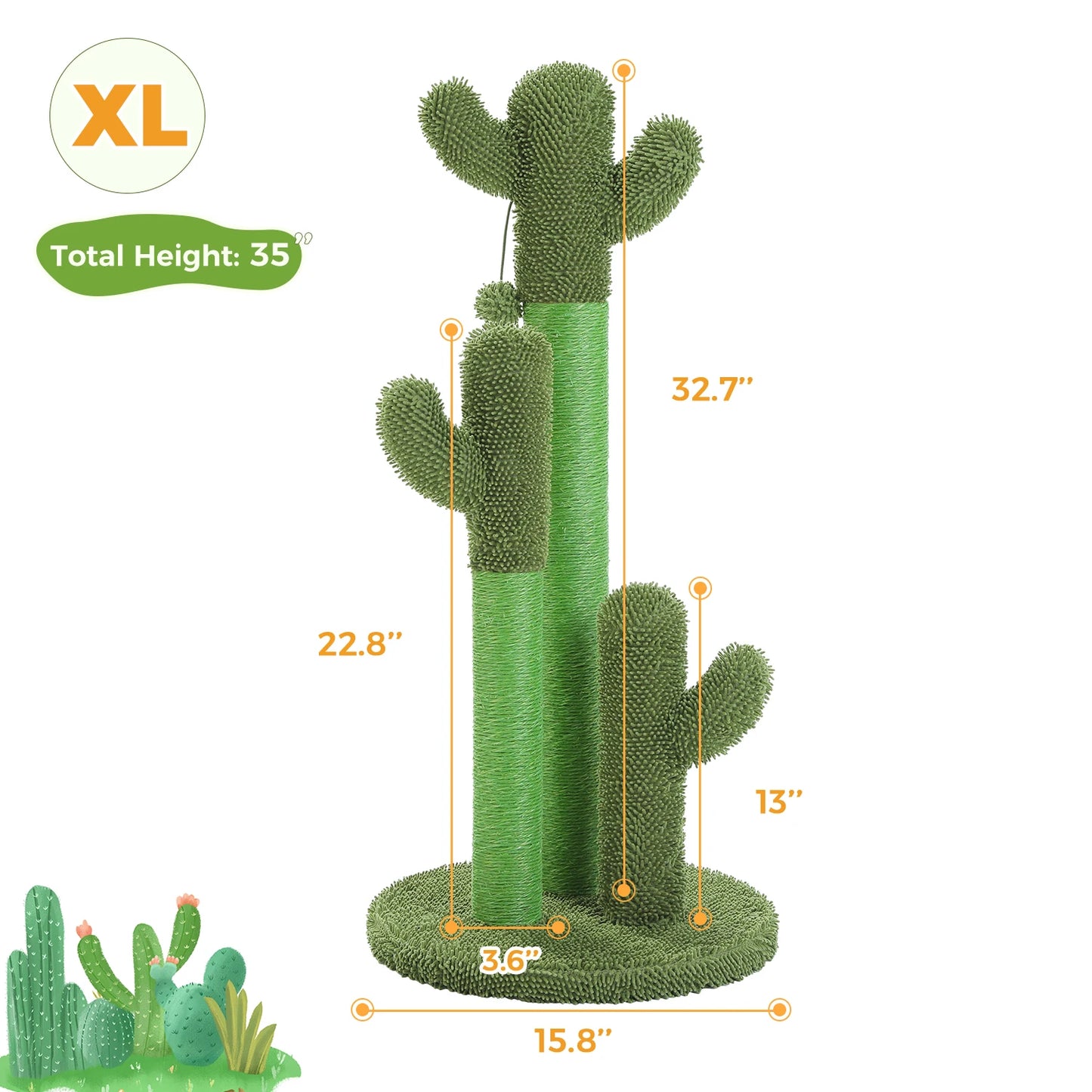 PEQULTICN Cactus Cat Tree With Condo Hammock Ball Scratcher