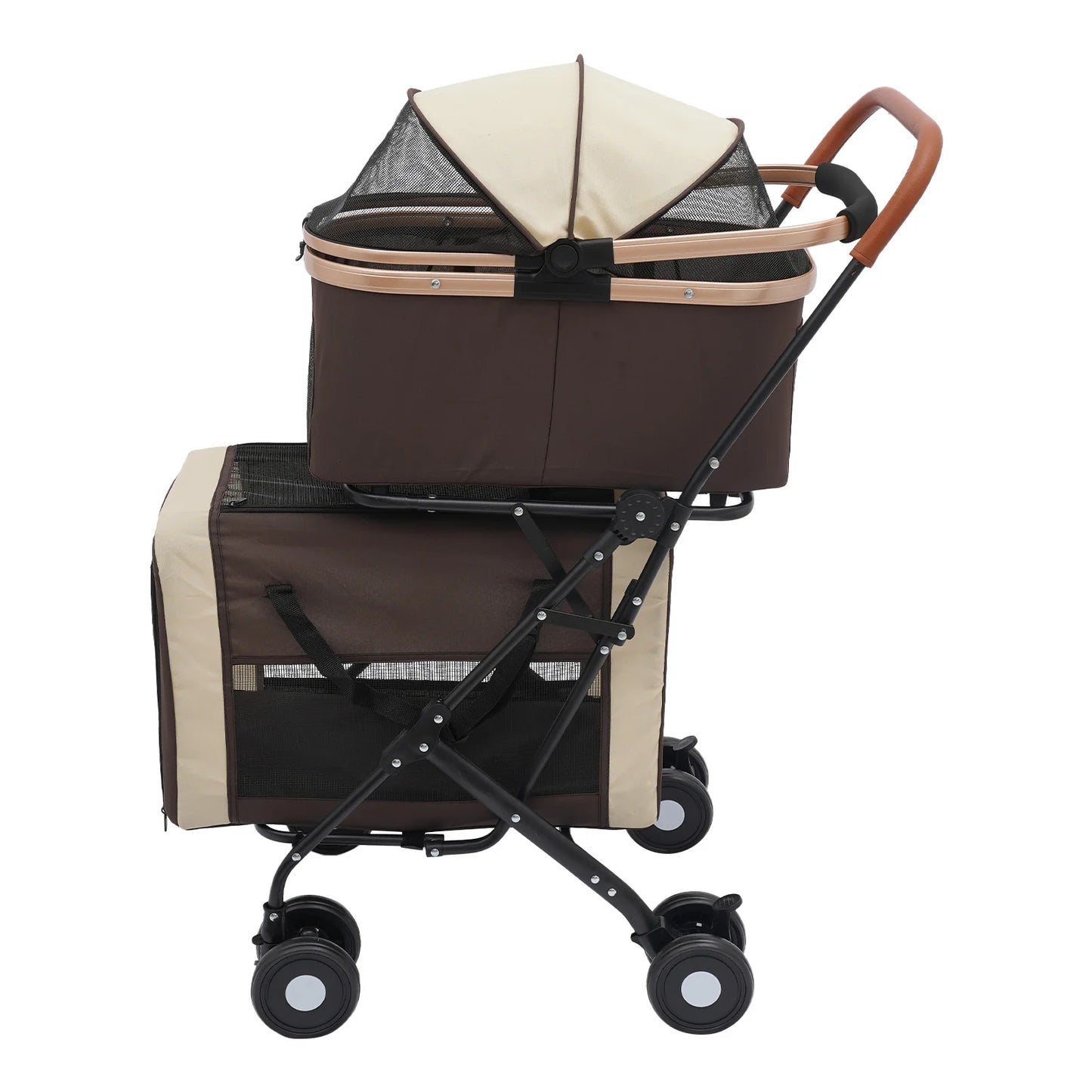 3-In-1 Foldable Pet Stroller With Dual Carriers 77lbs