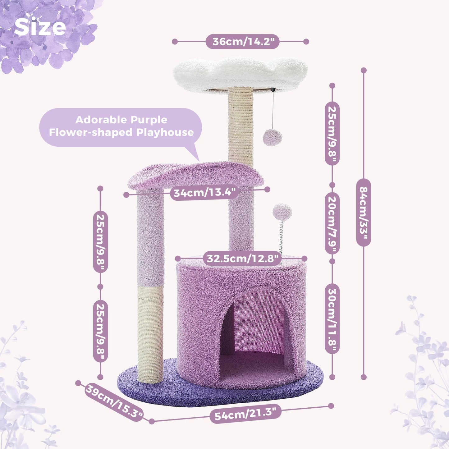 PEQULTICN Flower Cat Tree For Indoor Cats With Plush Perches