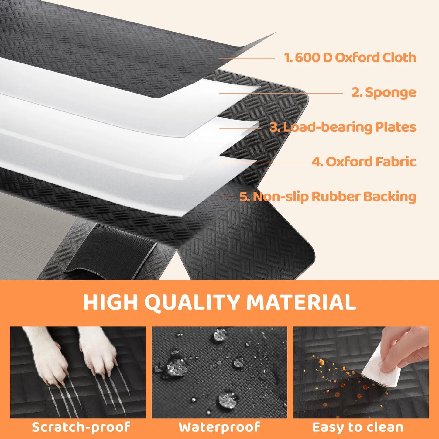 Rear Seat Dog Hammock Cover With Hard Bottom Extender