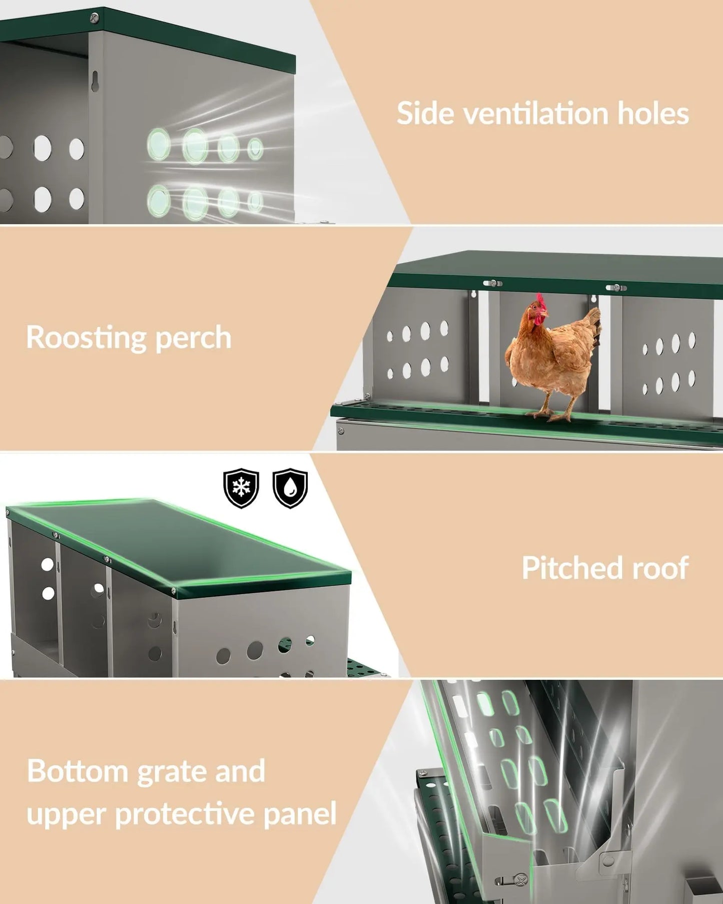 Galvanized Steel 2 Layer Chicken Nesting Boxes With Vent