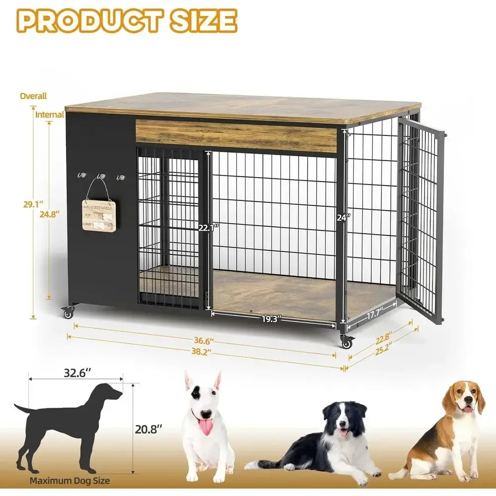 Indoor Dog Crate End Table With Sliding Door Kennel