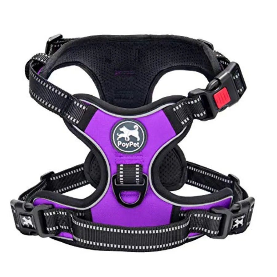 Pull Dog Harness, Choke Front Lead Dog Reflective Harness, Adjustable Soft Padded Pet Vest with Easy Control Handle for Small t