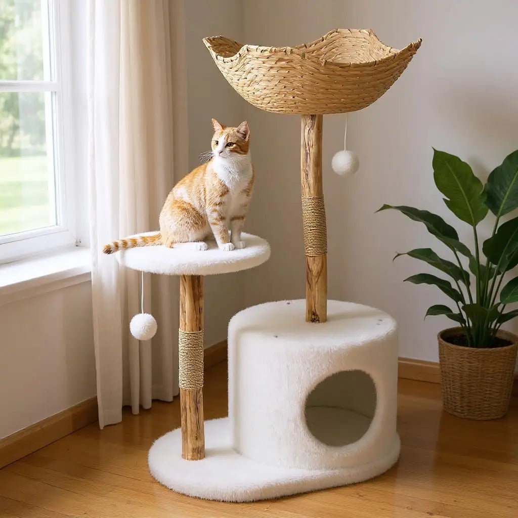 HiMISSCN Multi Level Cat Tree Tower With Bed and Condos