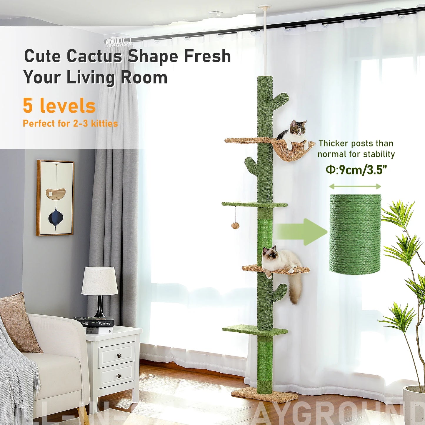 PAWZ Road Cat Tree Tower With Scratching Post Hammock